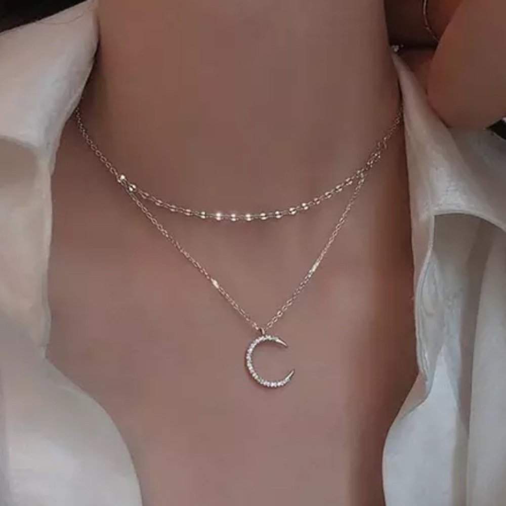 NEW 925 STERLING SILVER DOUBLE LAYER STAR NECKLACE